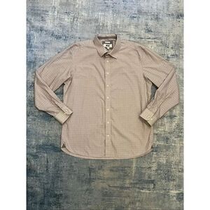 Joseph Abboud Beige Taupe Micro Paisley Print Long Sleeve Button Down Shirt 2XLT